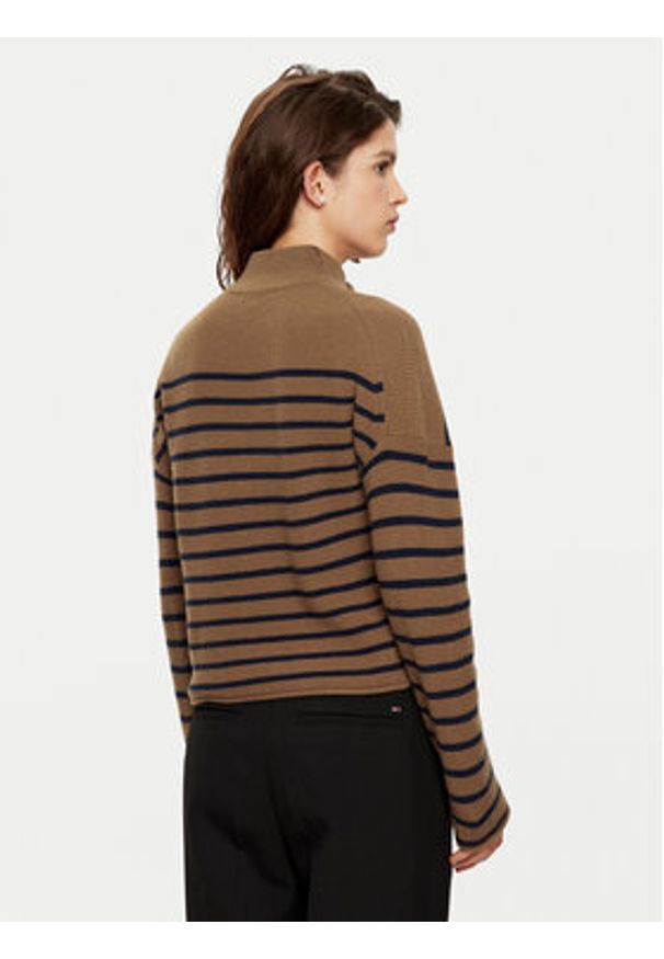 TOMMY HILFIGER - Tommy Hilfiger Sweter WW0WW44981 Brązowy Relaxed Fit. Kolor: brązowy. Materiał: wełna