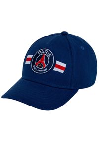 PSG - Czapka z daszkiem Paris Saint Germain bawełna junior granatowa. Kolor: niebieski. Materiał: bawełna