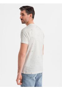 Ombre Clothing - Męski t-shirt z nadrukiem i okrągłym dekoltem – biały V1 - Rozmiar: XL. Okazja: na co dzień. Kolor: biały. Materiał: bawełna, materiał, dzianina. Długość rękawa: krótki rękaw. Długość: krótkie. Wzór: nadruk. Styl: sportowy, casual #4