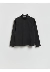 Reserved - Bluza ze stójką - czarny. Kolor: czarny. Materiał: dzianina. Wzór: gładki #1