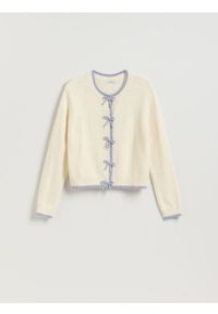 Reserved - Sweter z kokardkami - wielobarwny. Typ kołnierza: kokarda. Materiał: dzianina, wełna