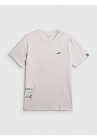 4f - 4F T-shirt regular z nadrukiem męski - biały XL. Okazja: na co dzień. Kolor: biały. Materiał: materiał. Wzór: nadruk. Styl: casual, klasyczny #1