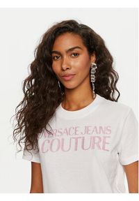 Versace Jeans Couture T-Shirt 76HAHG03 Biały Regular Fit. Kolor: biały. Materiał: bawełna #4