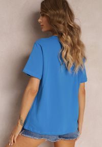Renee - Niebieski T-shirt z Krótkim Rękawem i Okrągłym Dekoltem Volksa. Kolor: niebieski. Długość rękawa: krótki rękaw. Długość: krótkie #4