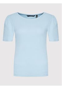 Vero Moda T-Shirt Natasha 10264993 Błękitny Regular Fit. Kolor: niebieski. Materiał: bawełna