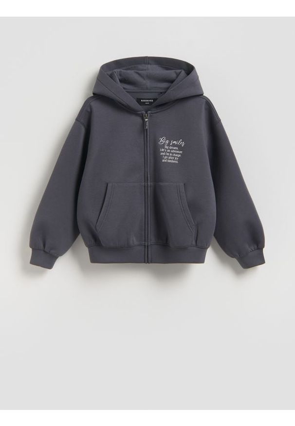 Reserved - Bluza z kapturem - ciemnoszary. Typ kołnierza: kaptur. Kolor: szary. Materiał: dzianina