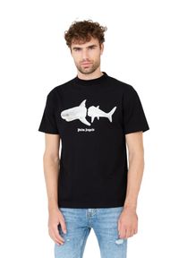 PALM ANGELS Czarny t-shirt White Shark. Kolor: czarny