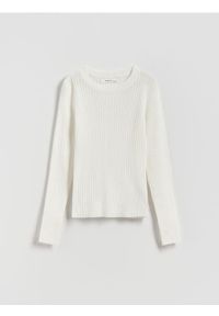 Reserved - Prążkowany sweter - złamana biel. Materiał: prążkowany #1