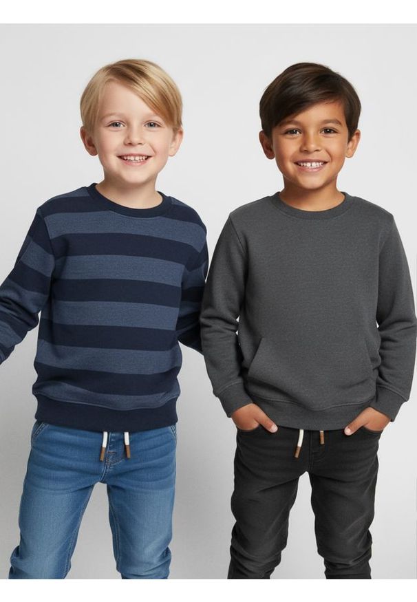 Sinsay - Bluzy 2 pack - granatowy. Kolor: niebieski