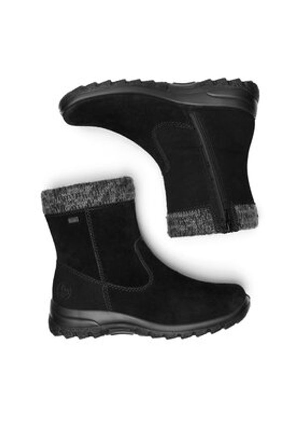 Rieker Botki L7165-00 Czarny. Kolor: czarny. Materiał: skóra, zamsz