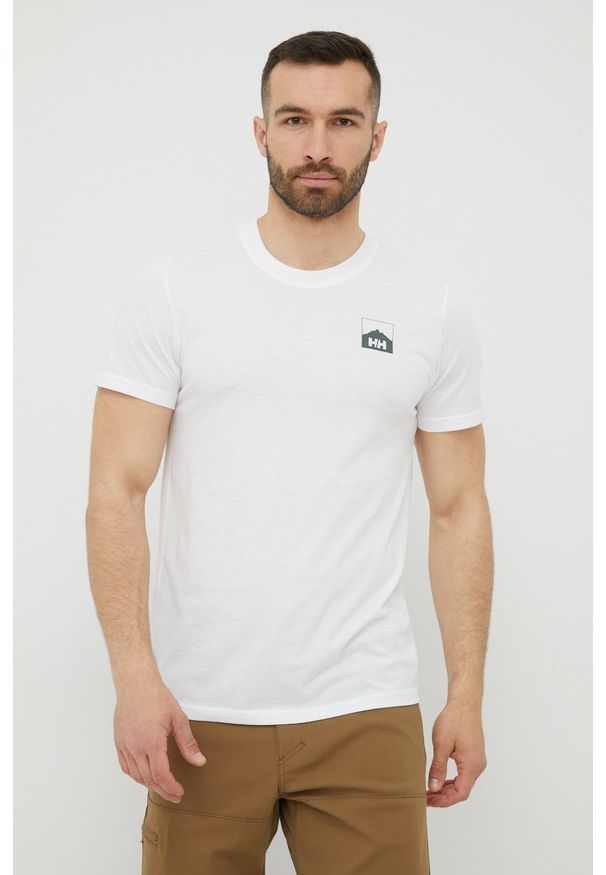 Helly Hansen - T-shirt. Okazja: na co dzień. Kolor: biały. Materiał: dzianina. Wzór: nadruk. Styl: casual