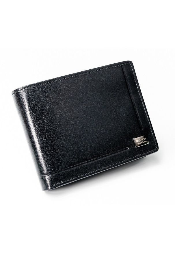 ROVICKY - Portfel męski skórzany Rovicky czarny PC-023-BAR. Kolor: czarny. Materiał: skóra