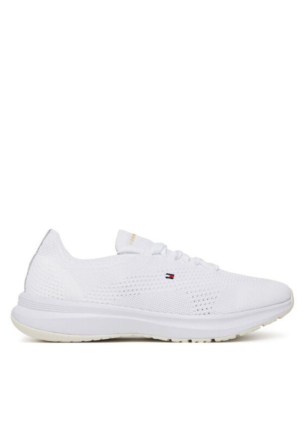 TOMMY HILFIGER - Tommy Hilfiger Sneakersy Th Knit Runner FW0FW08813 Biały. Kolor: biały. Materiał: materiał