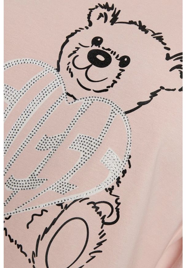 Guess - GUESS Różowy t-shirt damski Bear Boxy, Rozmiar L. Kolor: różowy