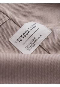 Ombre Clothing - Męskie spodnie dresowe ze strukturalnej dzianiny - kawowe V2 OM-PASK-0211 - XXL. Materiał: dzianina, dresówka. Wzór: aplikacja, melanż, ze splotem. Styl: elegancki