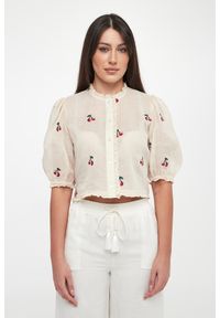 Twinset Milano - Koszula damska z haftem czereśni TWINSET. Wzór: haft #3
