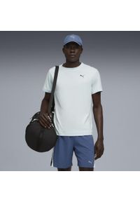 Puma - Męska koszulka do biegania z nadrukiem Faster PUMA Sea Glass Blue. Kolor: niebieski. Materiał: skóra. Wzór: nadruk. Sport: bieganie, fitness