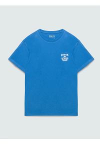 Big-Star - koszulka męska z niewielkim logo na piersi niebieska korer 401. Okazja: na co dzień. Kolor: niebieski. Materiał: bawełna, jeans, dzianina. Wzór: nadruk. Styl: wizytowy, casual #3