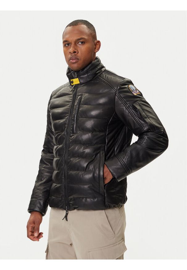 Parajumpers Kurtka skórzana Ernie 25WMPMJKLE02 Czarny Slim Fit. Kolor: czarny. Materiał: skóra