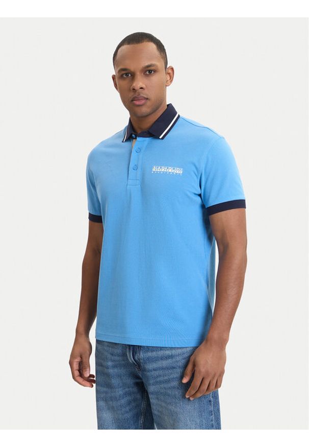 Napapijri Polo E-Zeri NP0A4ID4 Niebieski Regular Fit. Typ kołnierza: polo. Kolor: niebieski. Materiał: bawełna