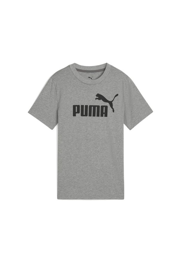 Puma - Młodzieżowa koszulka ESS z logo No. 1 PUMA Medium Gray Heather. Kolor: szary. Materiał: guma. Wzór: nadruk
