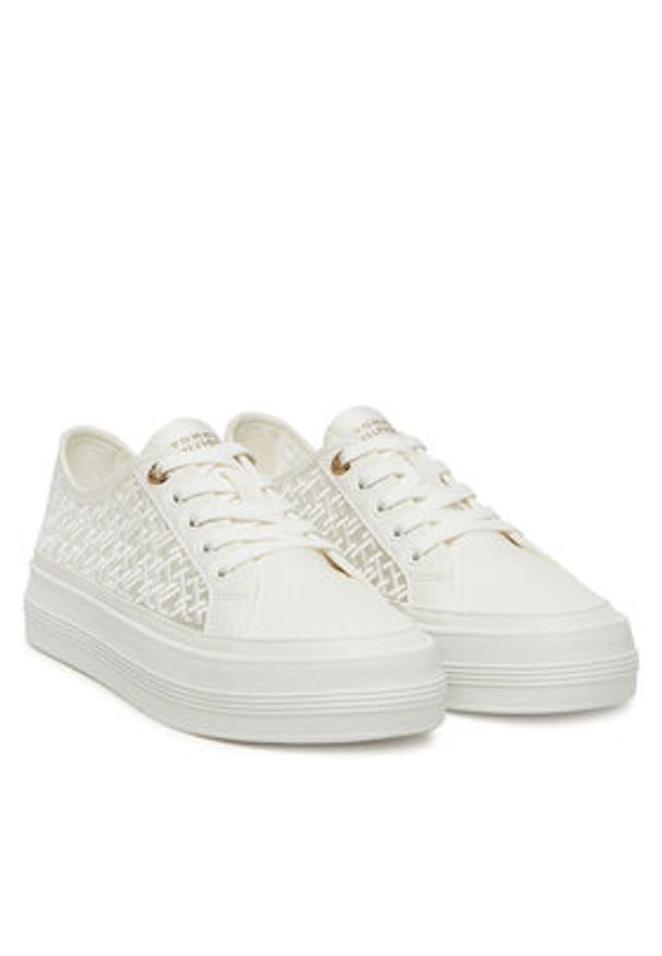 TOMMY HILFIGER - Tommy Hilfiger Sneakersy Vulc Embroidered Sneaker FW0FW08685 Biały. Kolor: biały. Materiał: materiał