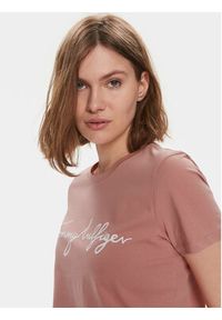 TOMMY HILFIGER - Tommy Hilfiger T-Shirt Signature WW0WW41674 Różowy Regular Fit. Kolor: różowy. Materiał: bawełna #5