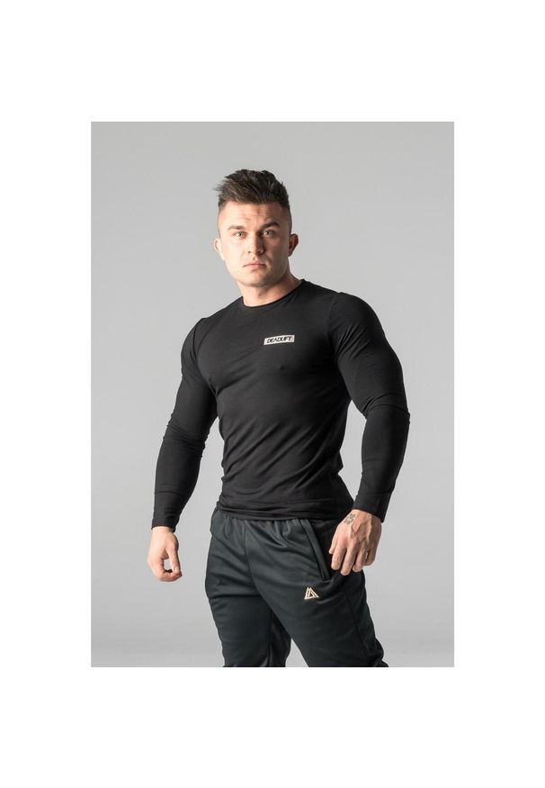 DEADLIFT - Longsleeve na trening slim fit męski Deadlift METALLIC BOX. Kolor: czarny. Długość rękawa: długi rękaw. Sport: fitness