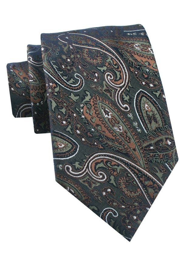 Krawat Męski - Chattier - Zieleń w Duży Wzór Orientalny. Materiał: tkanina. Styl: klasyczny, wizytowy, elegancki