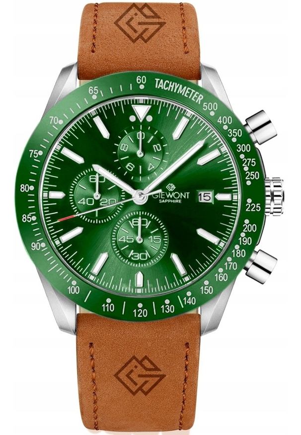 Zegarek Giewont Zegarek Męski Chronograph Sapphire Brązowo Zielony GW8720-A3. Kolor: wielokolorowy, brązowy, zielony