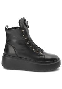 Czarne Sneakersy Karino Damskie Buty Jesienne. Okazja: na spotkanie biznesowe. Kolor: czarny. Materiał: jeans, skóra. Sezon: jesień. Obcas: na obcasie. Styl: elegancki, biznesowy, klasyczny. Wysokość obcasa: średni #3