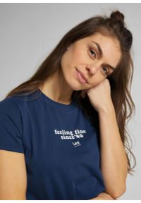 Lee - LEE CREW NECK TEE DAMSKI T-SHIRT WASHED BLUE L44OYGLR 112109939