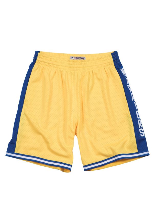 Mitchell & Ness - Swingman krótki Golden State Warriors. Kolor: żółty, niebieski, wielokolorowy. Długość: krótkie. Sport: koszykówka