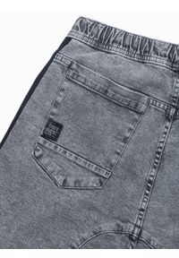 Ombre Clothing - Krótkie spodenki męskie jeansowe - szare V4 W363 - XXL. Kolor: szary. Materiał: jeans. Długość: krótkie