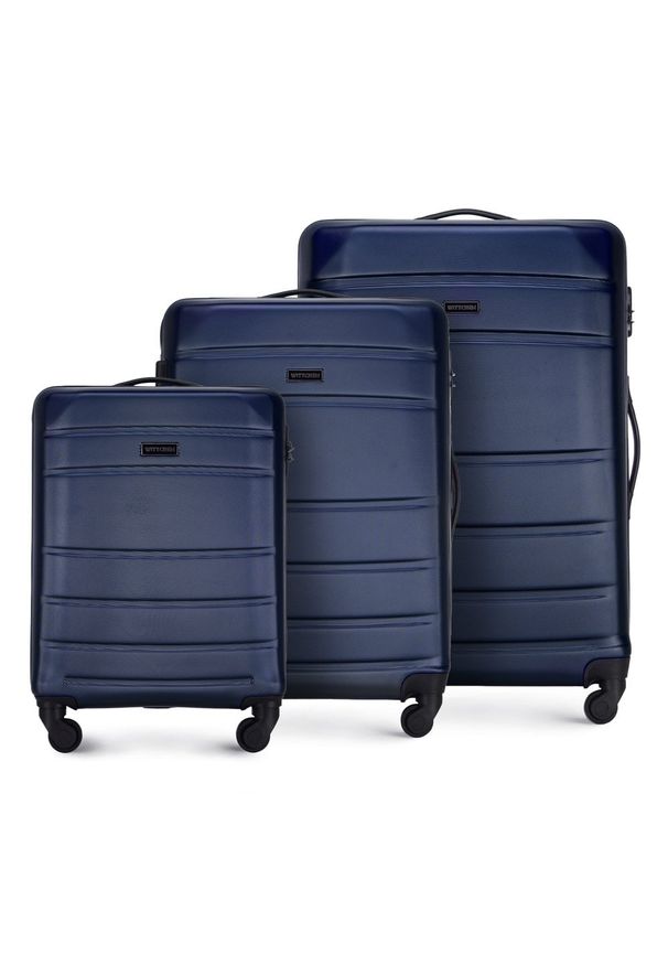 Wittchen - Zestaw walizek z ABS-u żłobionych granatowy. Kolor: niebieski. Materiał: guma. Styl: klasyczny