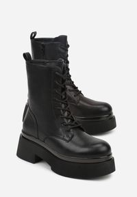 Renee - Czarne Botki Workery na Platformie Tusella. Okazja: na imprezę, na co dzień. Kolor: czarny. Materiał: jeans. Sezon: zima. Obcas: na platformie. Styl: casual #3