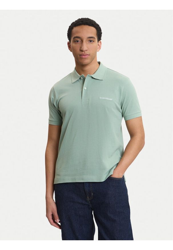 Guess Jeans Polo M4BP29 KCJV1 Zielony Regular Fit. Typ kołnierza: polo. Kolor: zielony. Materiał: bawełna