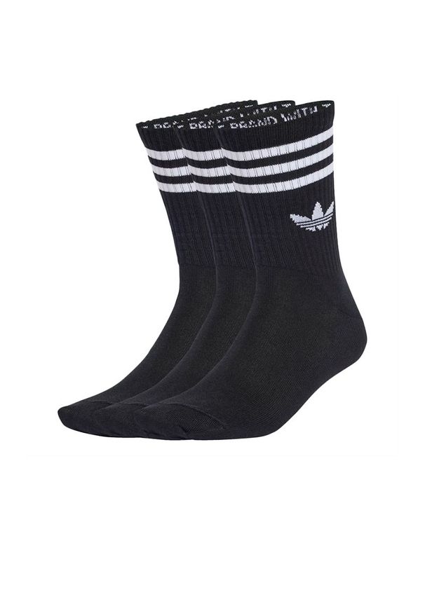 Adidas - Skarpetki unisex adidas Originals 3-Stripies Crew 3 Pairs JV7402 - czarne. Kolor: czarny. Materiał: materiał, bawełna, elastan, poliester. Wzór: aplikacja