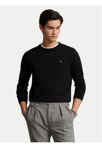 Polo Ralph Lauren Sweter Ls 710684957008 Czarny Slim Fit. Typ kołnierza: polo. Kolor: czarny. Materiał: bawełna