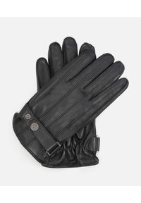 Kazar - Czarne rękawiczki męskie. Kolor: czarny. Materiał: skóra, materiał