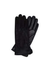 Wittchen - Damskie rękawiczki skórzane z połyskującym wykończeniem czarne. Kolor: czarny. Materiał: skóra. Styl: klasyczny, elegancki #1