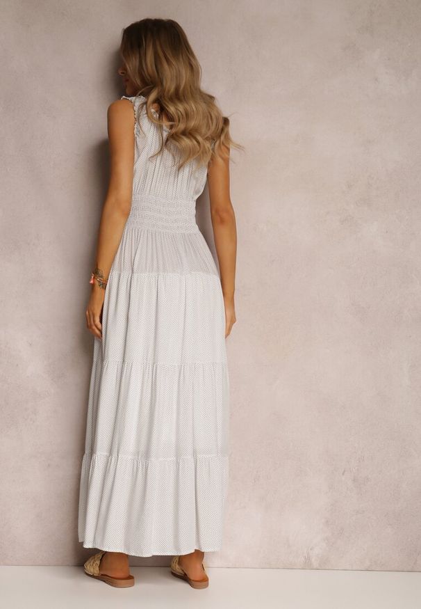 Renee - Biała Sukienka Kilroy. Kolor: biały. Długość rękawa: bez rękawów. Sezon: lato. Typ sukienki: rozkloszowane. Styl: boho. Długość: maxi