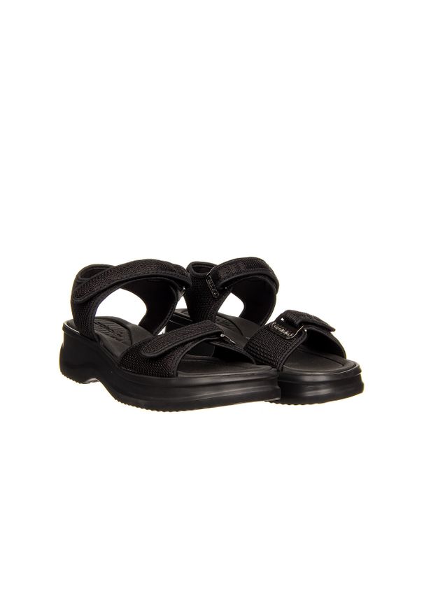 Sandały Azaleia Vera Therapy Pap Ad Black 23 198035, Czarny, Materiał. Okazja: na co dzień, na spacer. Zapięcie: rzepy. Kolor: czarny. Materiał: tkanina. Wzór: paski. Styl: sportowy, casual