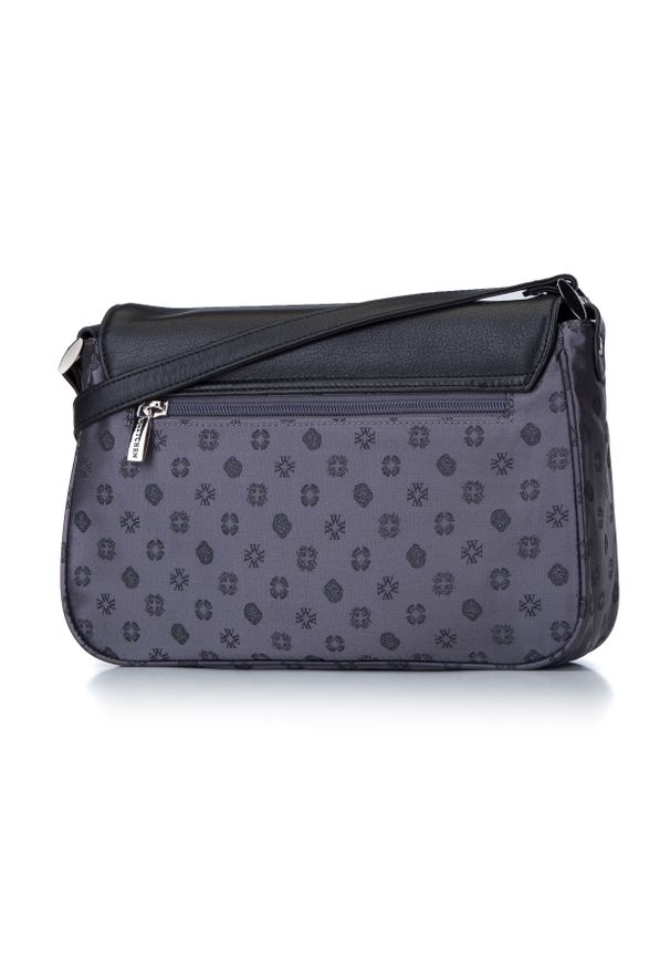 Wittchen - Torebka crossbody ze skóry i żakardu z monogramem. Kolor: szary. Wzór: aplikacja. Materiał: skórzane. Styl: elegancki, street