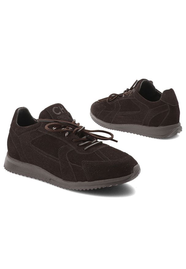 CheBello - Sneakersy damskie Chebello, na płaskiej podeszwie skórzane sznurowane i z okrągłym noskiem, brązowe, 4861. Okazja: na co dzień. Nosek buta: okrągły. Kolor: brązowy. Materiał: skóra. Szerokość cholewki: normalna. Obcas: na płaskiej podeszwie. Styl: casual, elegancki