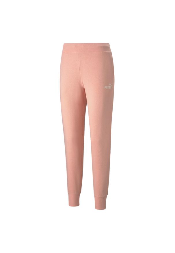 Puma Essential Logo Pants, damskie spodnie dresowe, Pomarańczowe. Kolor: wielokolorowy, pomarańczowy. Materiał: bawełna. Sport: fitness
