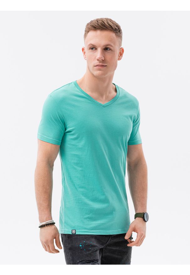 Ombre Clothing - Zestaw koszulek bawełnianych - mix 3-pak Z29 V7 - XXL. Kolor: turkusowy. Materiał: bawełna