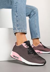 Born2be - Czarno-Różowe Buty Sportowe Sneakersy z Transparentną Wstawką Zulinea. Okazja: na co dzień. Kolor: czarny. Materiał: jeans. Sezon: jesień, wiosna #3