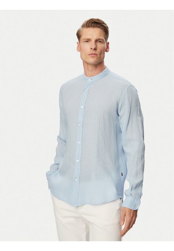 BOSS Koszula 50537369 Niebieski Regular Fit. Kolor: niebieski. Materiał: len