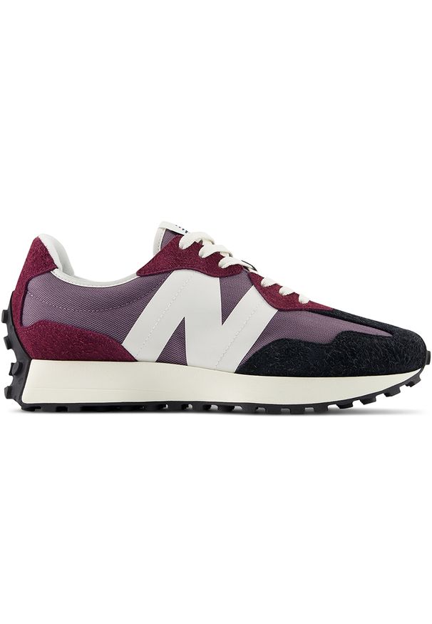 Buty męskie New Balance MS327HB – bordowe. Okazja: na co dzień. Kolor: czerwony. Materiał: materiał, zamsz, skóra, guma. Szerokość cholewki: normalna